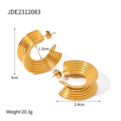 1 Pair Simple Style Classic Style Solid Color Plating 304 Stainless Steel 18K Gold Plated Ear Studs