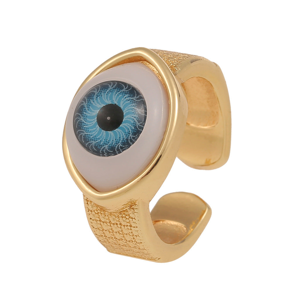 Fashion Copper Plated Real Gold Evil Eye Women's Simple Tail Ring