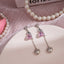 Simple Star Heart Bow Knot Zircon Drop Earrings with Pink Rabbit Dolphin Cat Studs