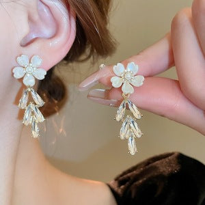 Elegant Bow Knot Pearl Drop Earrings - 2024 Silver Alloy Luxury Design