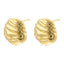 1 Pair Vintage Style 18K Gold Plated Sector Square Copper Ear Studs with Shell Stripe Texture Heart Hoops