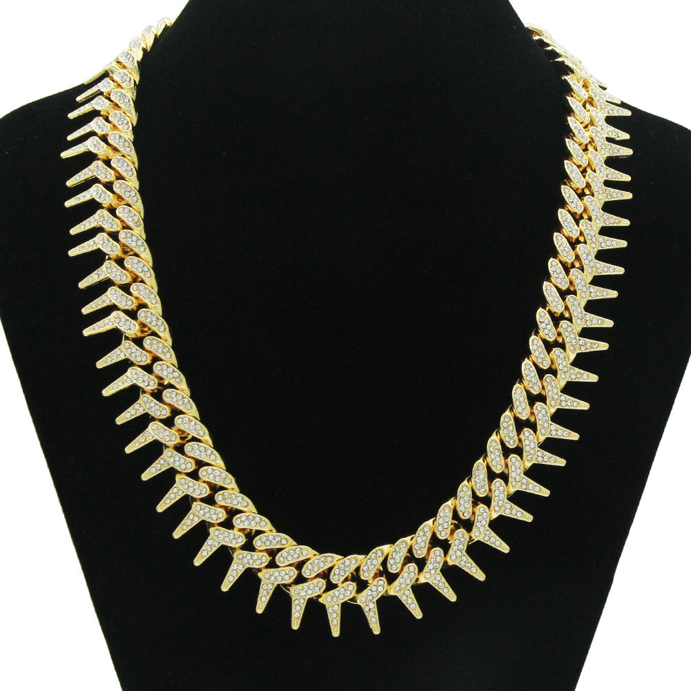 Geometric Alloy Diamond Cuban Chain Men's Necklace