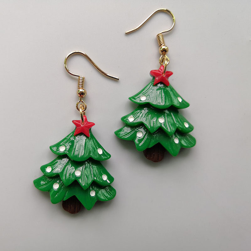 Fashion Christmas Tree Snowman Snowflake Alloy Resin Women'S Drop Earrings 1 Pair