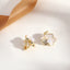 Elegant Heart & Bow Opal Pearl Rhinestone Ear Clips - 1 Pair