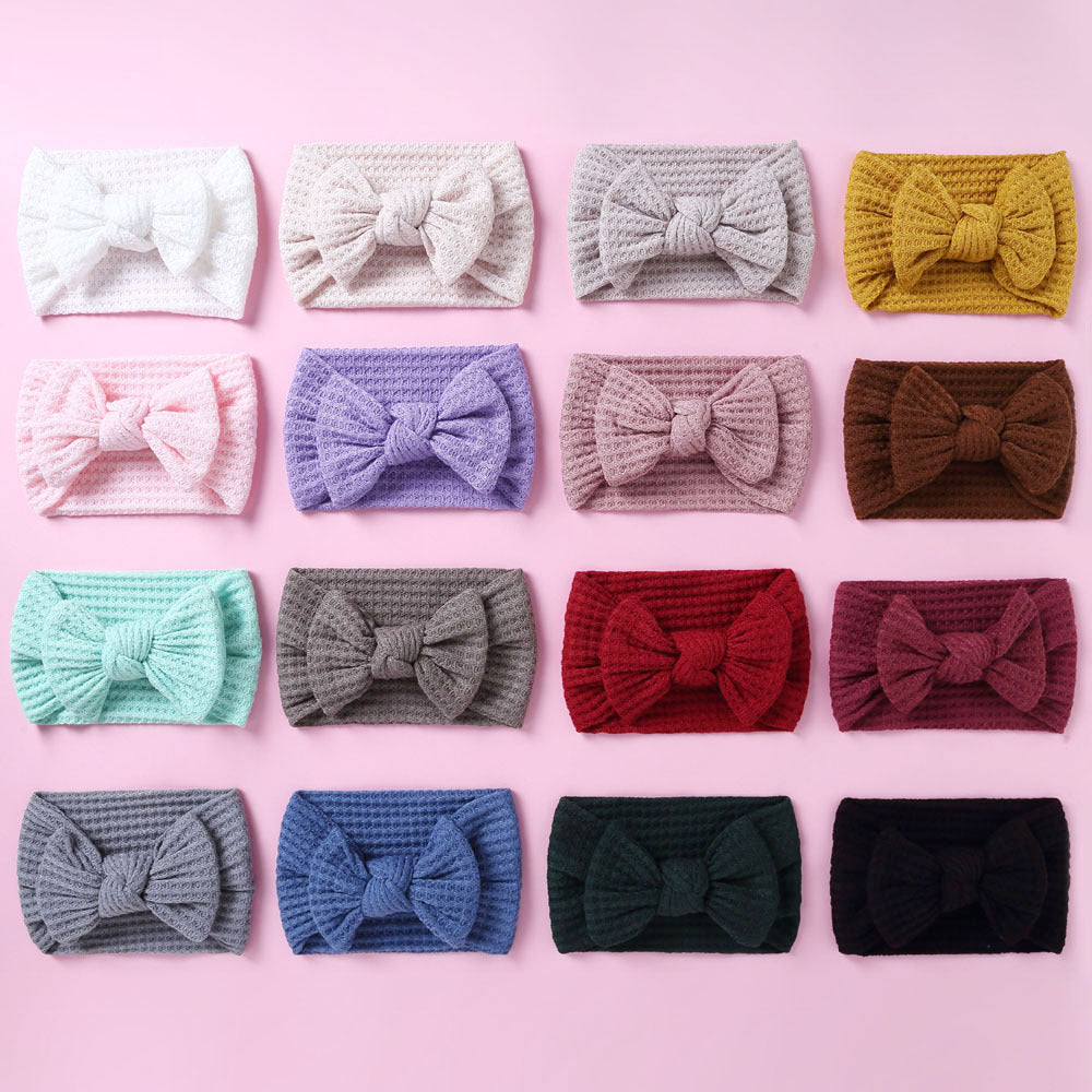 Knitted Fabric Wide Baby Headbands with Bow - Children's Hair Accessories