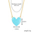 Fashion Rainbow Heart Alloy Enamel Pendant Necklace for Women