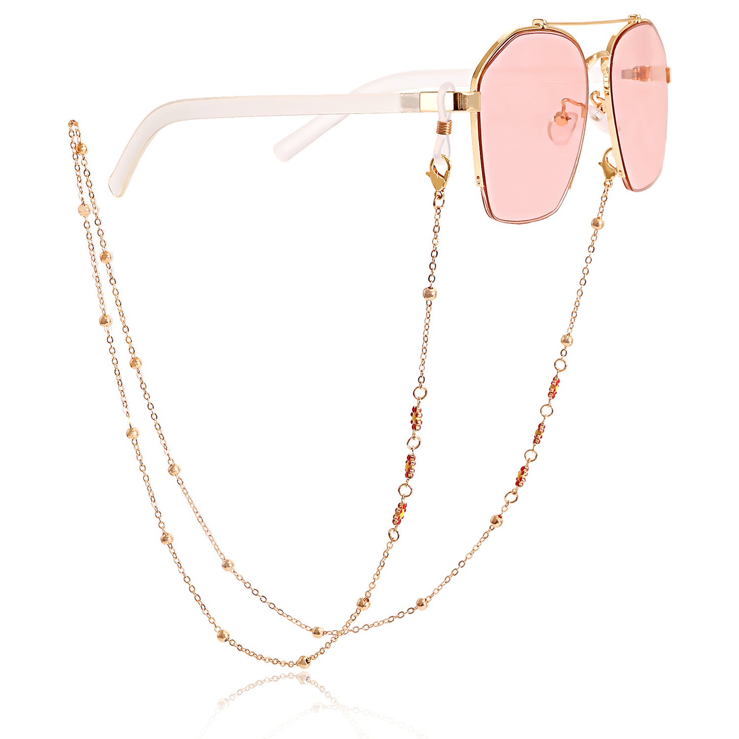 Fashion Colorful Flower Eyeglasses and Mask Chain for Women