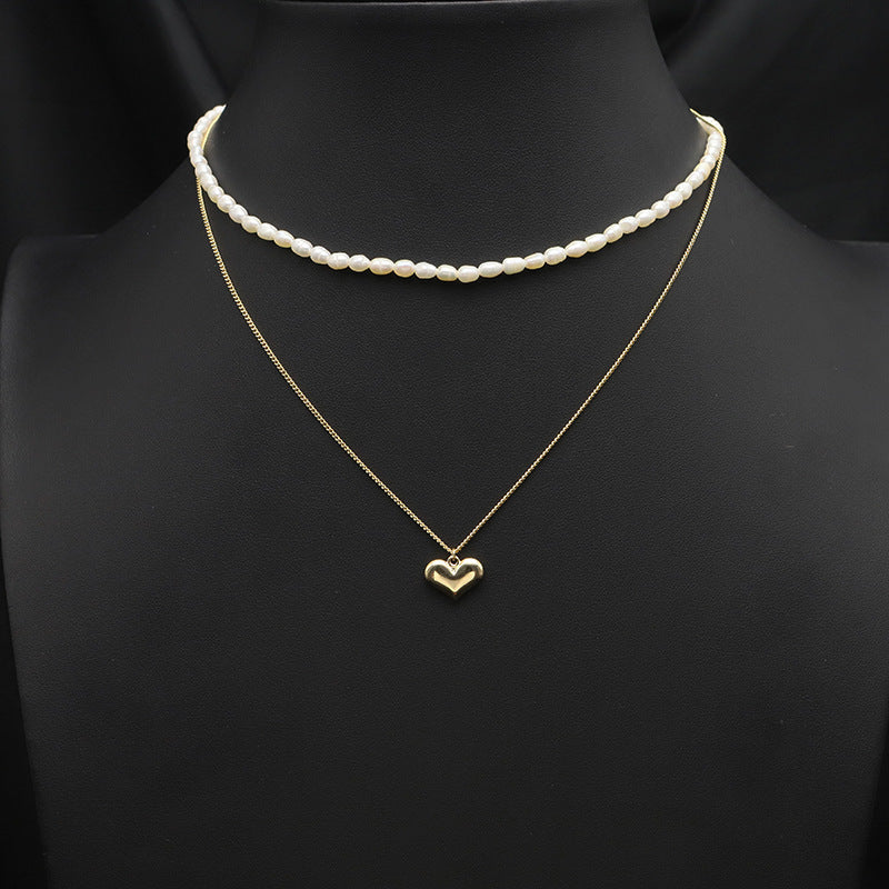 Original Design Heart Shape Freshwater Pearl 18k Gold Plated Pendant Necklace