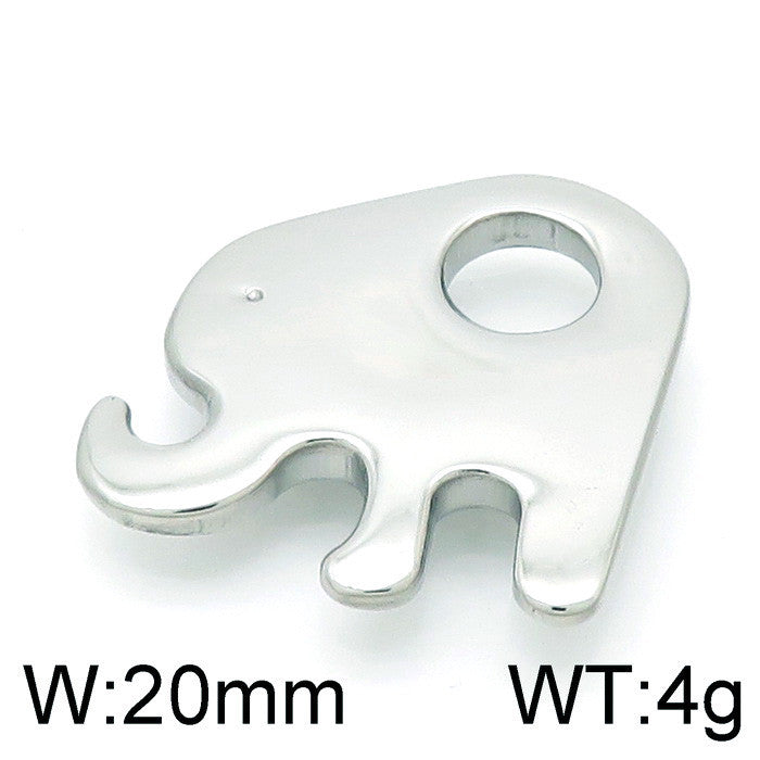 Elephant Pendant Stainless Steel Jewelry - Mirror Polished Hollow Design, Titanium Steel Animal Series Gold Plated Accessories