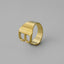 Fashion Alphabet Titanium Steel Gold Plated Open Ring