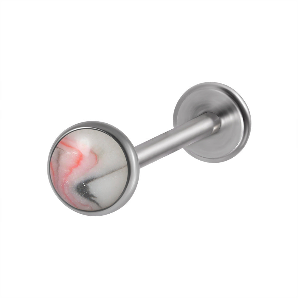 Glam Shiny Round Stainless Steel Lip Rings with Resin Inlay and Starry Sky Cartilage Stud Earrings