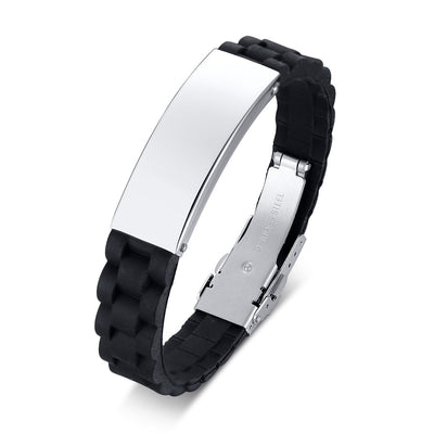 Fashion Geometric Stainless Steel and Silicone Men's Bangle Bracelet