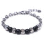 Geometric Alloy Men's Bracelet with Black Magnet & Tiger's Eye Beads