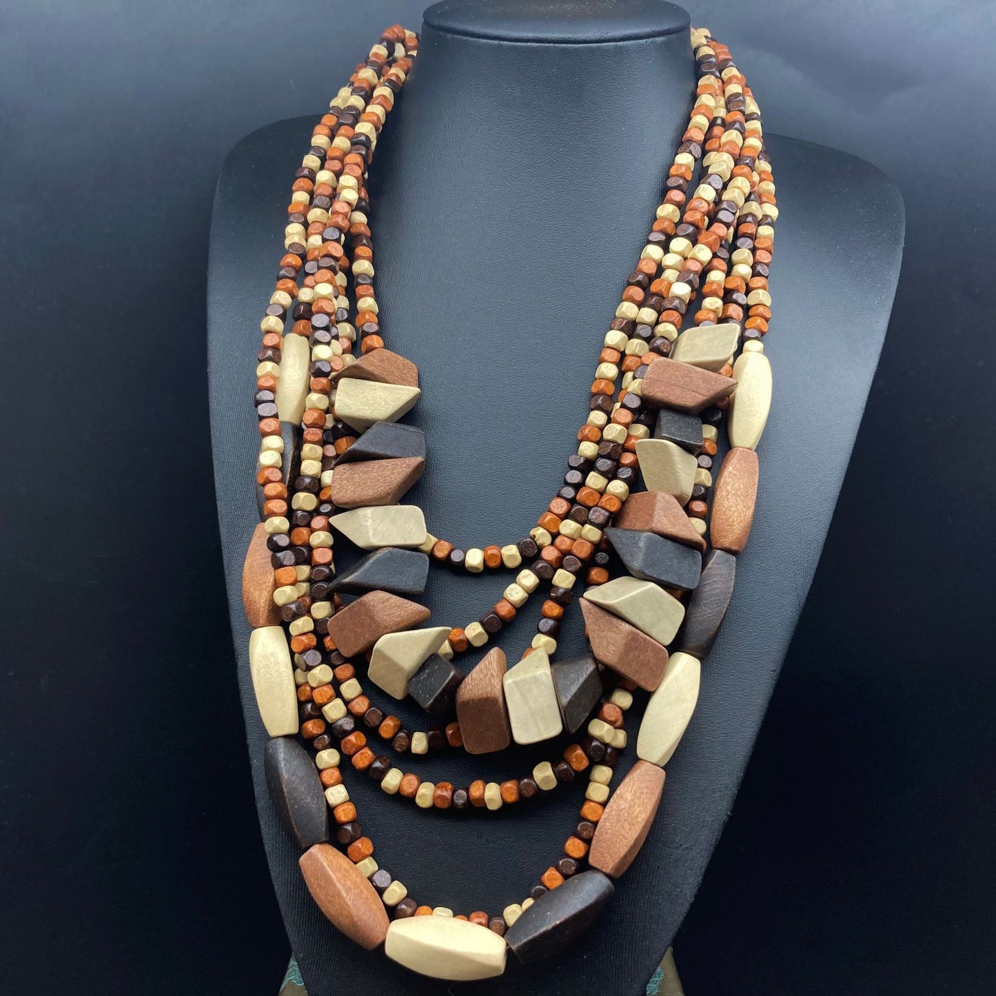 Wholesale Jewelry Vacation Ethnic Style Pastoral Geometric Wood Beaded Layered Layered Necklaces