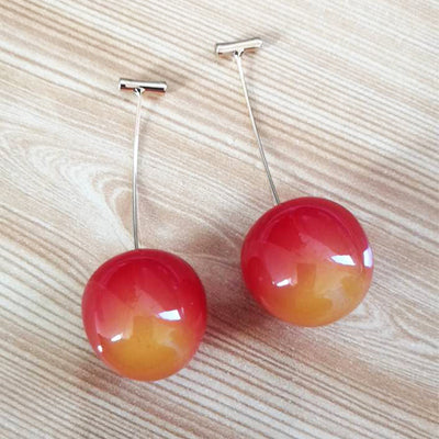 IG Style Sweet Cherry Acrylic Drop Earrings with 925 Silver Needle