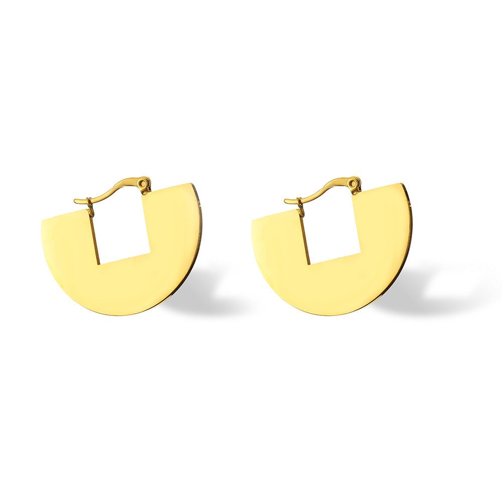 IG Style Oversized Geometric 18K Gold Plated Stainless Steel Earrings