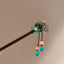 Chinoiserie Floral Pearl Fringe Alloy Hairpin for Women