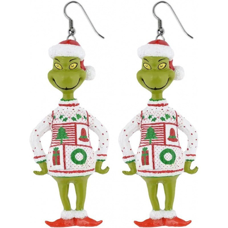 Cartoon Character Grinch Christmas Acrylic Drop Earrings