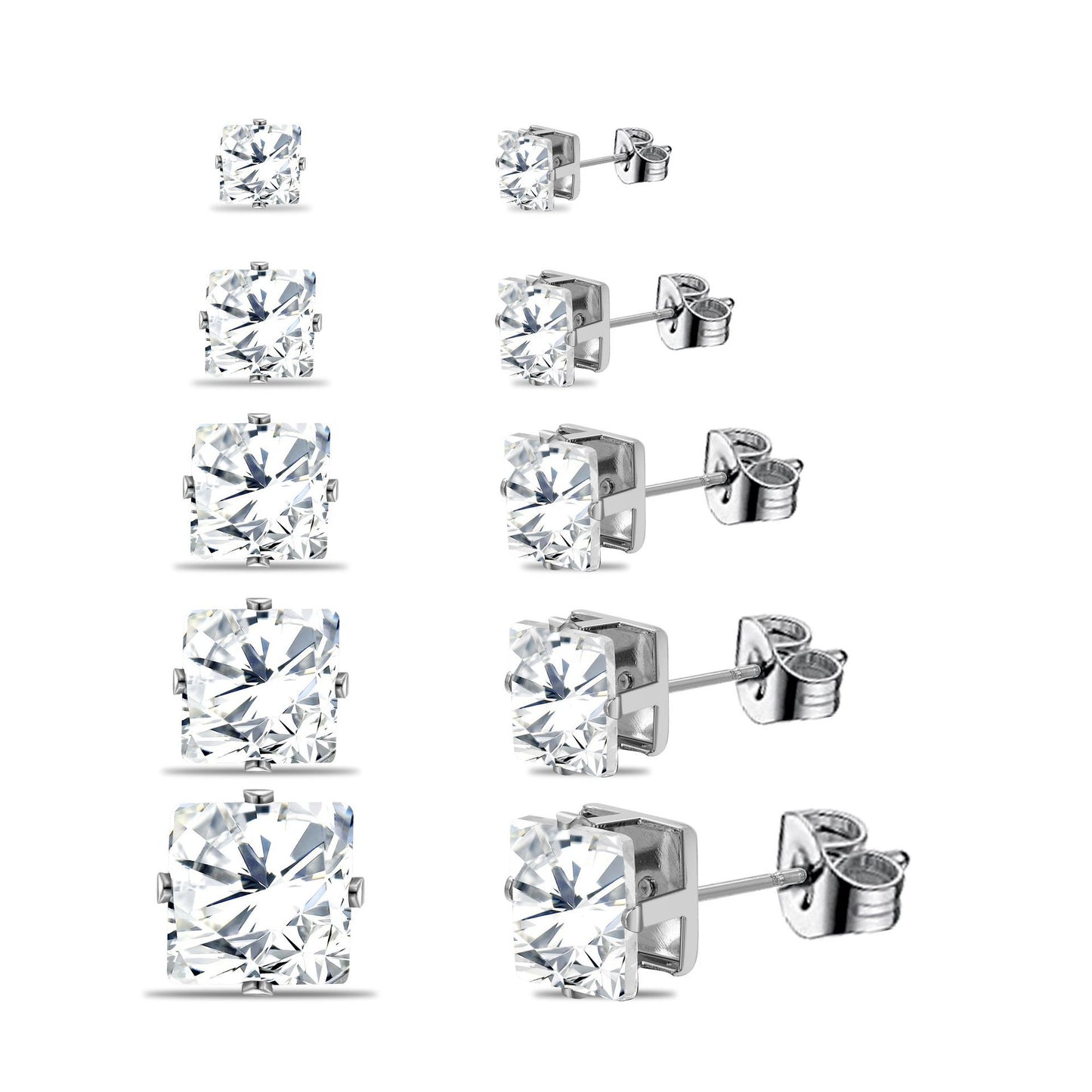 Simple Geometric Zircon Earrings Set