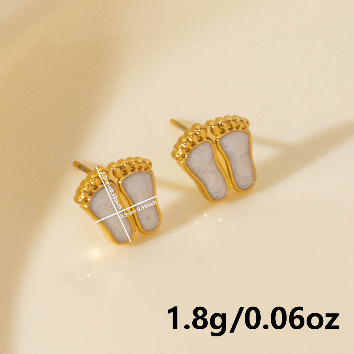 1 Pair Elegant Footprint 304 Stainless Steel Ear Studs