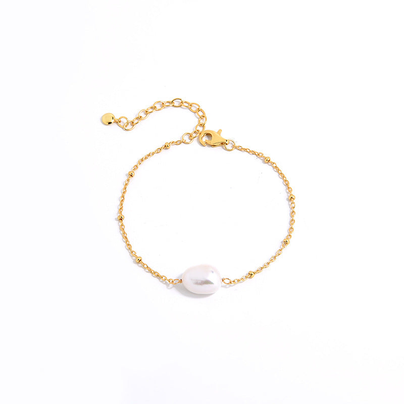 Elegant Baroque Pearl Geometric S925 Silver Bracelet for Women