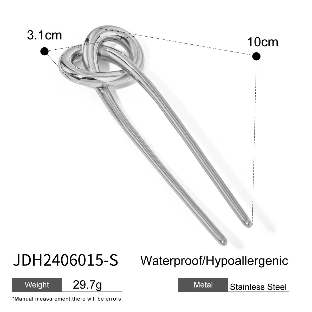 Women's Classic Stainless Steel Knot Hairpin - 18K Gold Plated Hair Fork