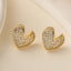 1 Pair Elegant Heart Shaped Copper Zircon Stud Earrings