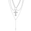 Gothic Punk Cross Pearl Layered Women's Necklace