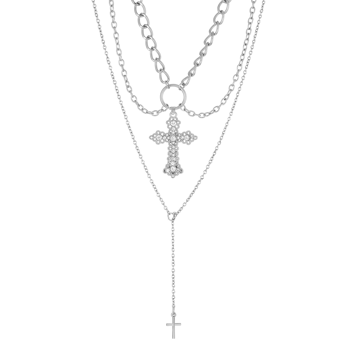 Gothic Punk Cross Alloy Women's Layered Necklaces Necklace