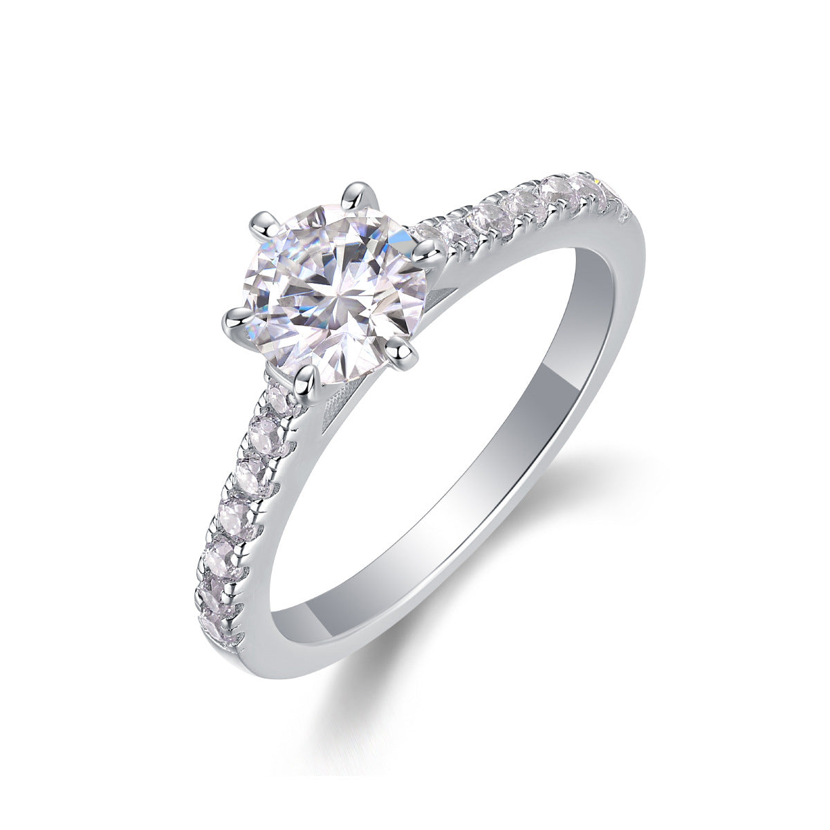 Sterling Silver Moissanite Ring with Celestial Design