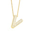 Simple Style 18K Gold Plated Alphabet Pendant Necklace with Zircon Inlay