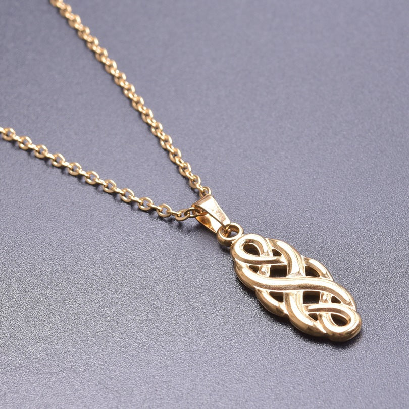 IG Style Witches Knot 304 Stainless Steel Hollow Out Pendant Necklace