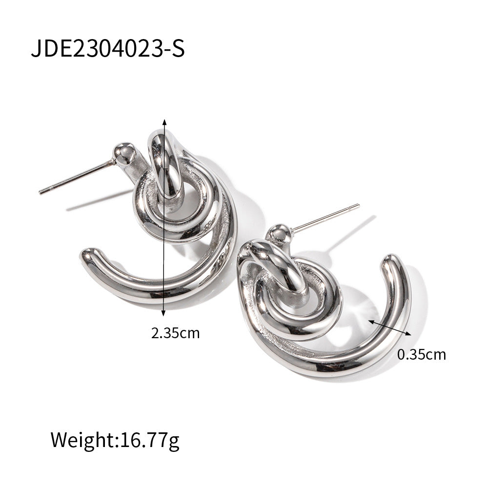 1 Pair IG Style Irregular Plating Stainless Steel 18K Gold Plated Ear Studs