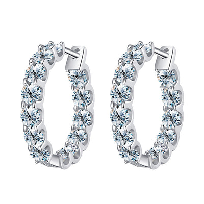 Elegant Sterling Silver Moissanite Tassel Hoop Earrings for Weddings