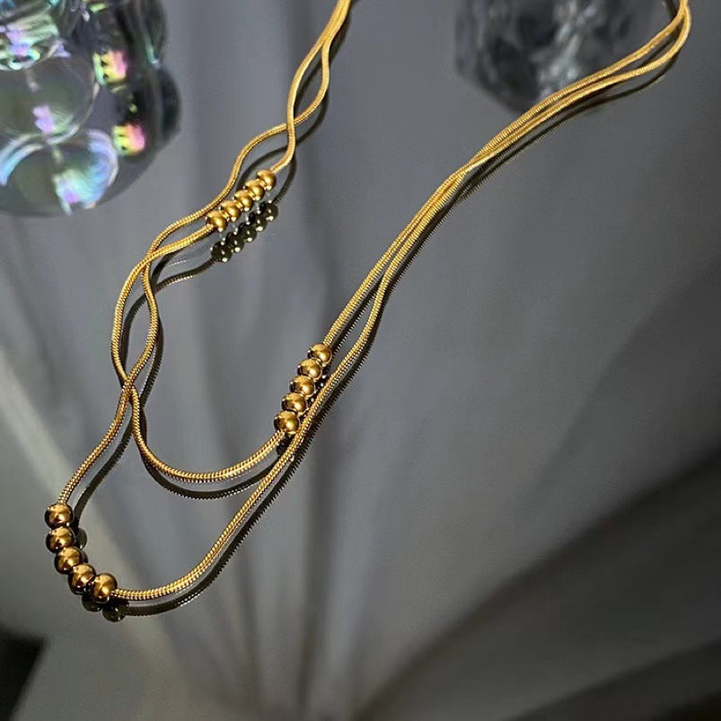 Fashion Solid Color Titanium Steel Layered Necklaces 1 Piece