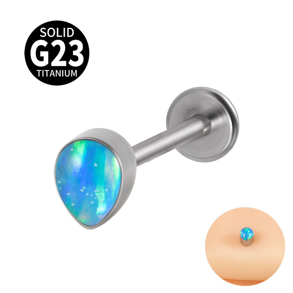 G23 Titanium Opal Resin Water Drop Ear Cartilage & Lip Ring Studs