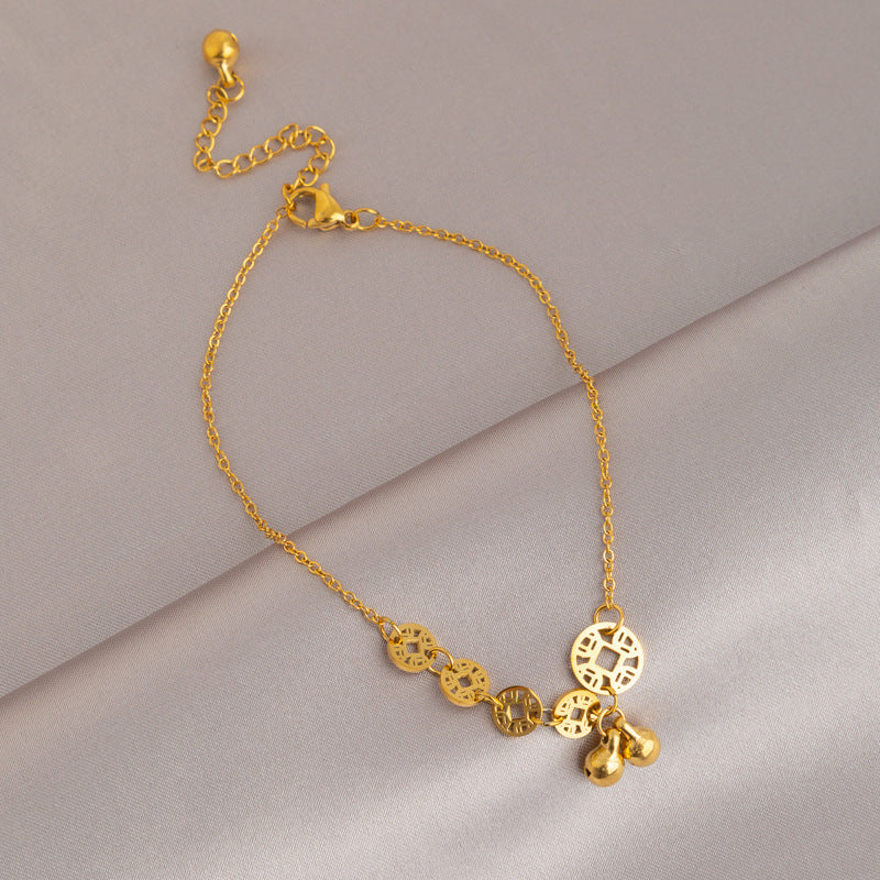 Simple Heart & Butterfly Resin Titanium Steel Anklet - 18k Gold Plated Trendy Women's Jewelry 2024