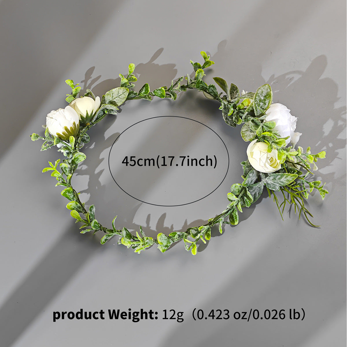 Floral Fabric Hairband Bridal Wedding Photo Shoot Accessory - White