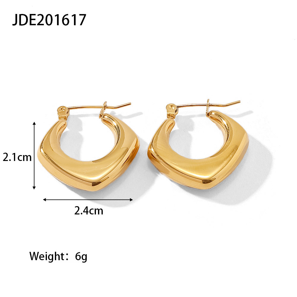 Geometric Gold Plated 18k Stainless Steel Earrings for Women