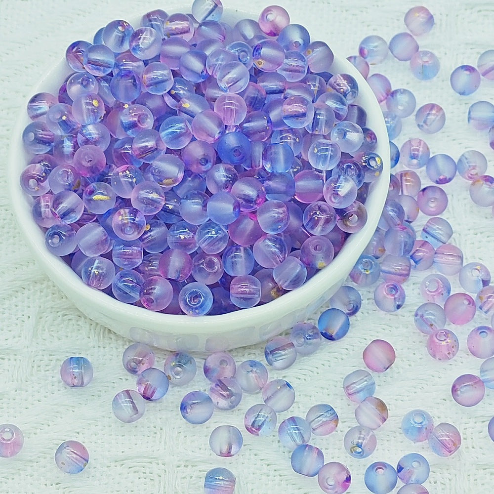 50 PCS 6mm Premium Transparent Frosted Glass Round Beads for DIY Jewelry Making