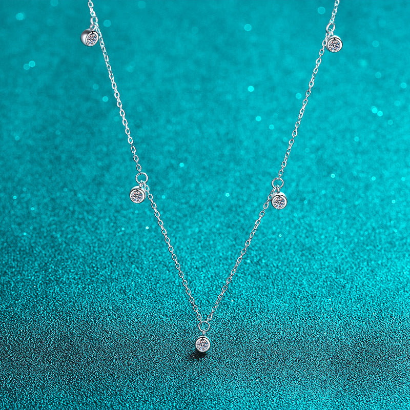 Sterling Silver Moissanite Starry Sky Necklace with PT950 Gold Plating