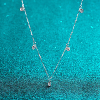 Sterling Silver Moissanite Starry Sky Necklace with PT950 Gold Plating