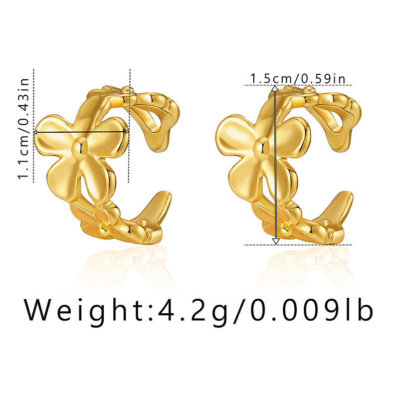 Elegant Butterfly Zircon 18k Gold Plated Copper Ear Cuffs