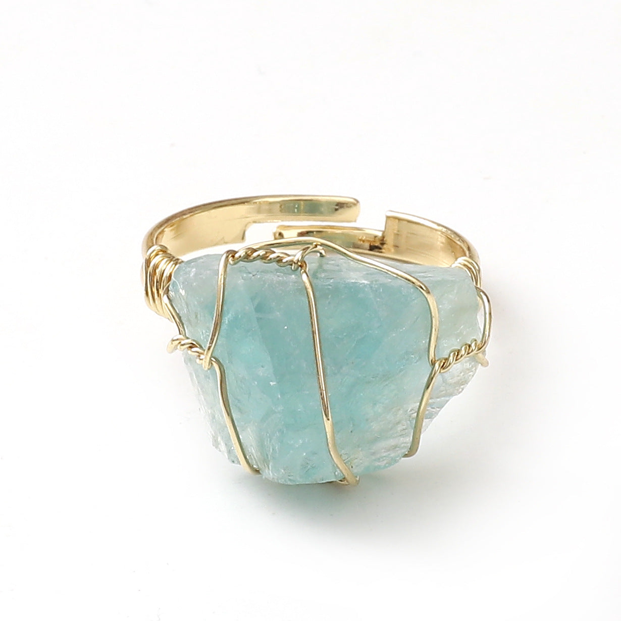 Fashion Irregular Natural Stone Adjustable Copper Plated Ring