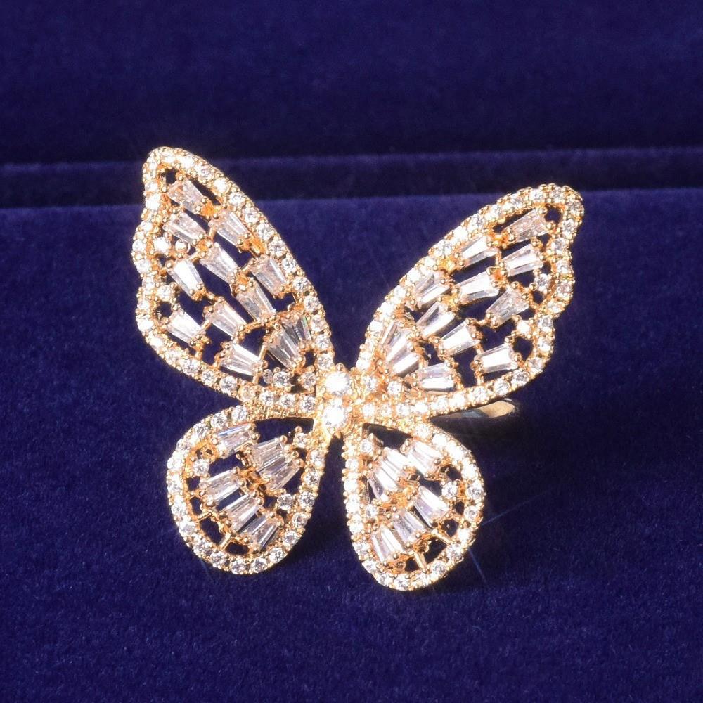 Fashion Rhinestone Butterfly Adjustable Women's Ring