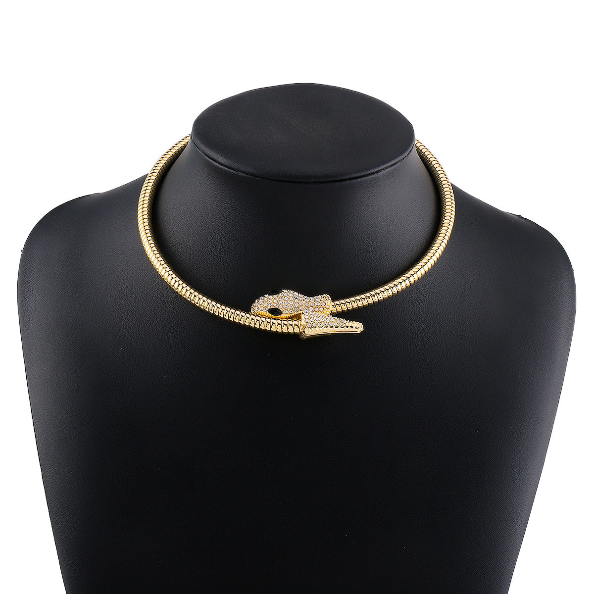 Snake Alloy Rhinestone Punk Choker Necklace for Women