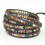 Retro Ethnic Geometric Color Block PU Leather Natural Stone Beaded Braided Bracelet