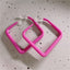 Sweet Square Acrylic Alloy Colorful Hoop Clip-On Earrings