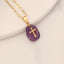 Fashion Stainless Steel Natural Stone Cross Pendant Necklace