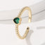 Simple Heart Shape Zircon Open Ring in 18k Gold Plated Copper